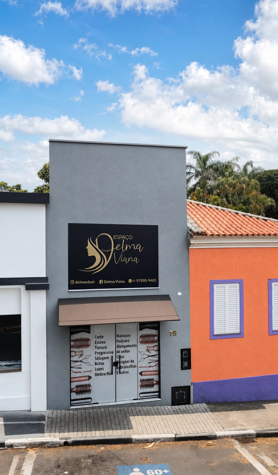 Fachada do Espaço Delma Viana, número 75, no Centro de Atibaia